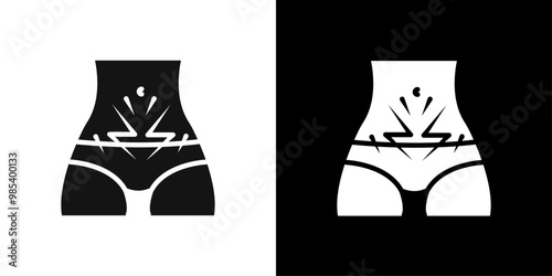 Genital rash icon Flat vector set outline