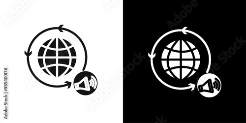 Global campaign icon Flat vector set outline