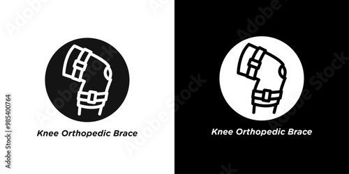 Knee Orthopedic Brace icon Flat vector set outline