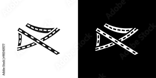 Multi level junction icon Flat vector set outline
