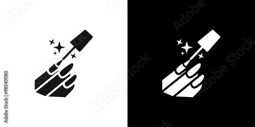 Nail care icon Flat vector set outline