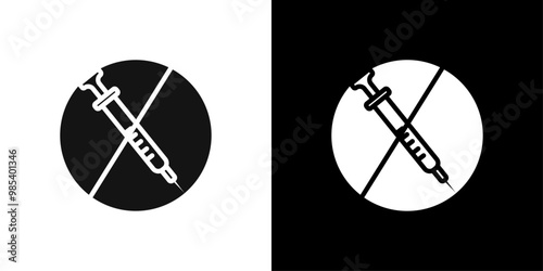 No vaccine icon Flat vector set outline