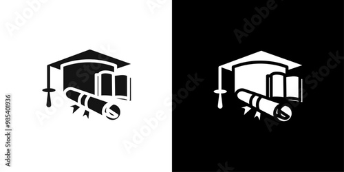 Scholarship icon Flat vector set outline