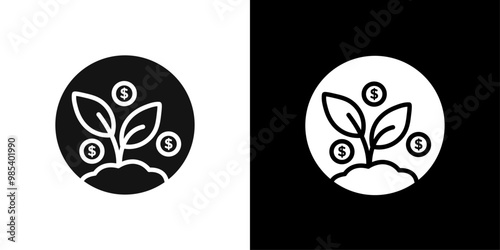 Seed money icon Flat vector set outline