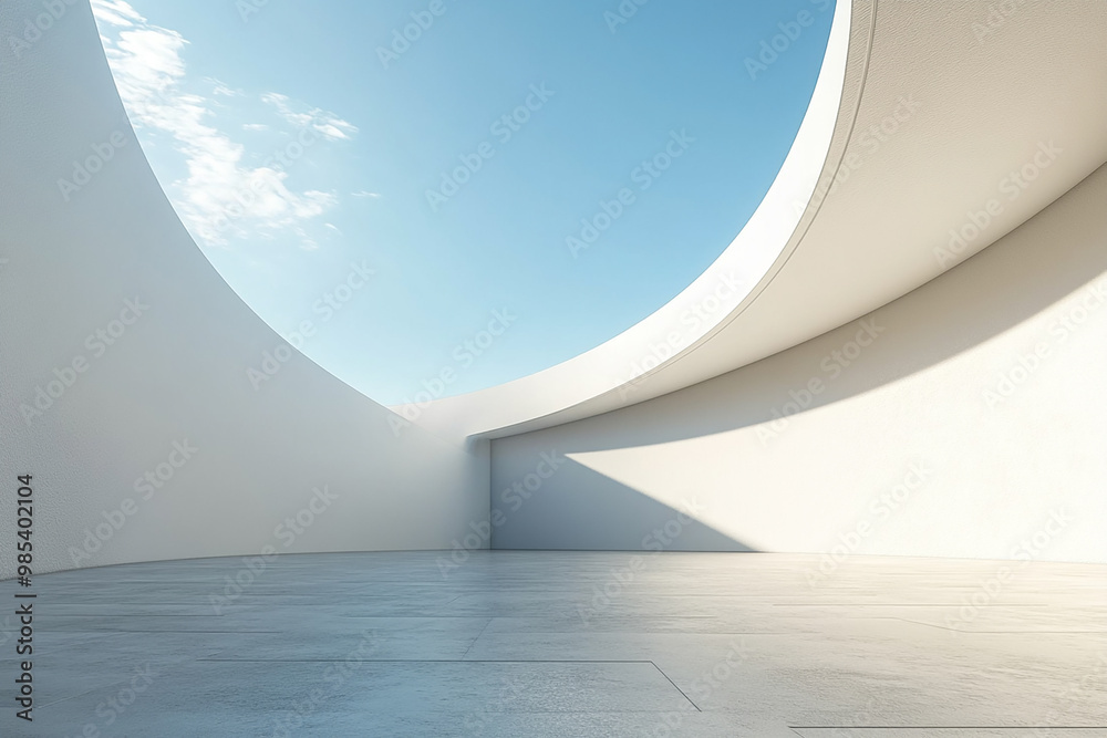 Abstract 3D rendering minimalist style architectural space scene Abstract 3D rendering minimalist style architectural space scene