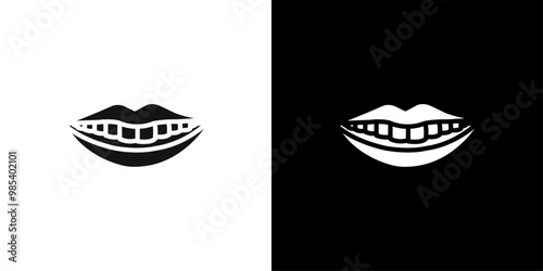 smile with teeth icon Flat vector set outline