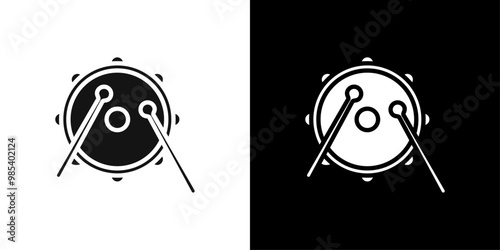 Snare Drum icon Flat vector set outline