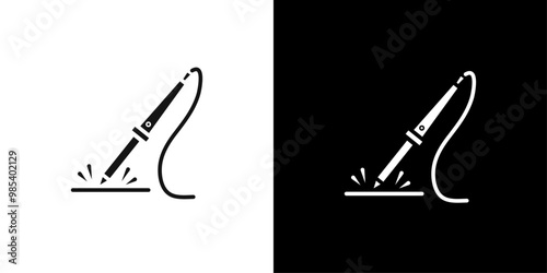 Soldering iron icon Flat vector set outline