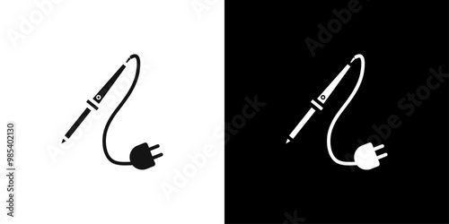 Soldering iron icon Flat vector set outline