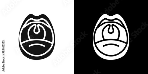 Throat oral mouth icon Flat vector set outline