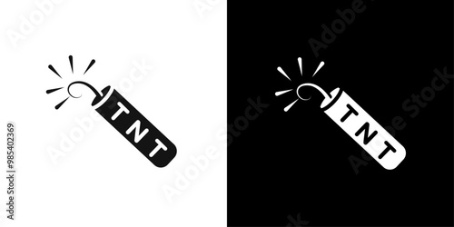 TNT dynamite icon Flat vector set outline