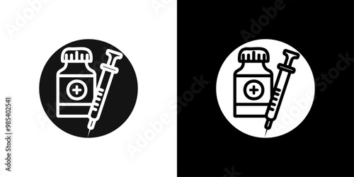 vial medical icon Flat vector set outline