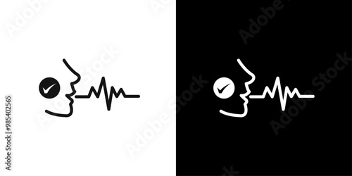 Voice recognition icon Flat vector set outline