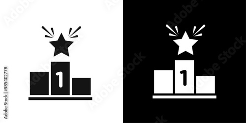 winner podium icon Flat vector set outline