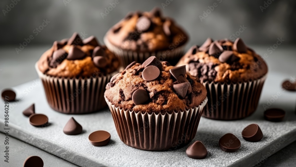 Deliciously decadent chocolate cupcakes with a sprinkle of chocolate chips on top Deliciously decadent chocolate cupcakes with a sprinkle of chocolate chips on top