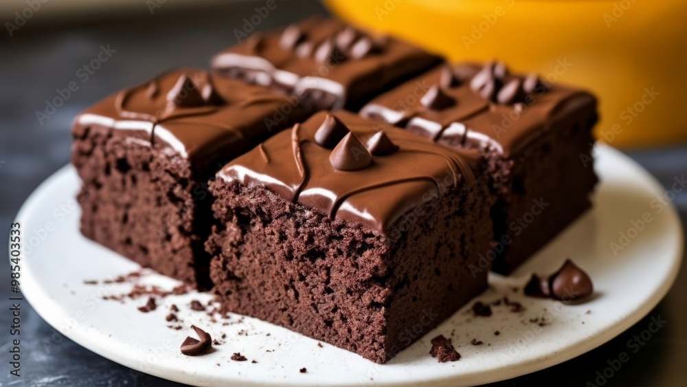 Deliciously indulgent chocolate cake ready to be savored Deliciously indulgent chocolate cake ready to be savored