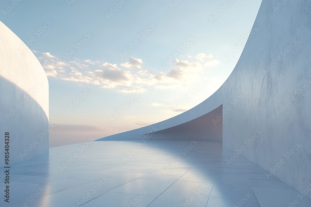 Abstract 3D rendering minimalist style architectural space scene Abstract 3D rendering minimalist style architectural space scene