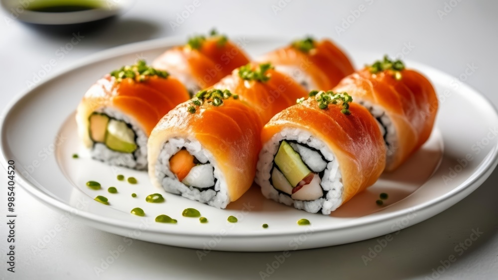 Delicious sushi rolls ready to be savored Delicious sushi rolls ready to be savored