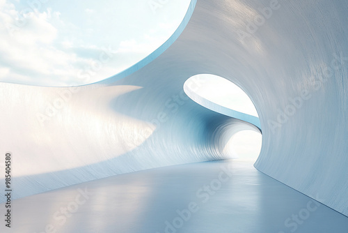 Abstract 3D rendering minimalist style architectural space scene