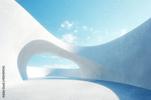 Abstract 3D rendering minimalist style architectural space scene