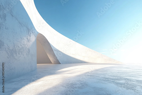 Abstract 3D rendering minimalist style architectural space scene