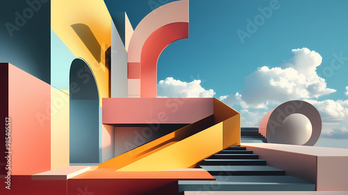 Abstract architecture outdoor design. Avant-Garde. Illustration