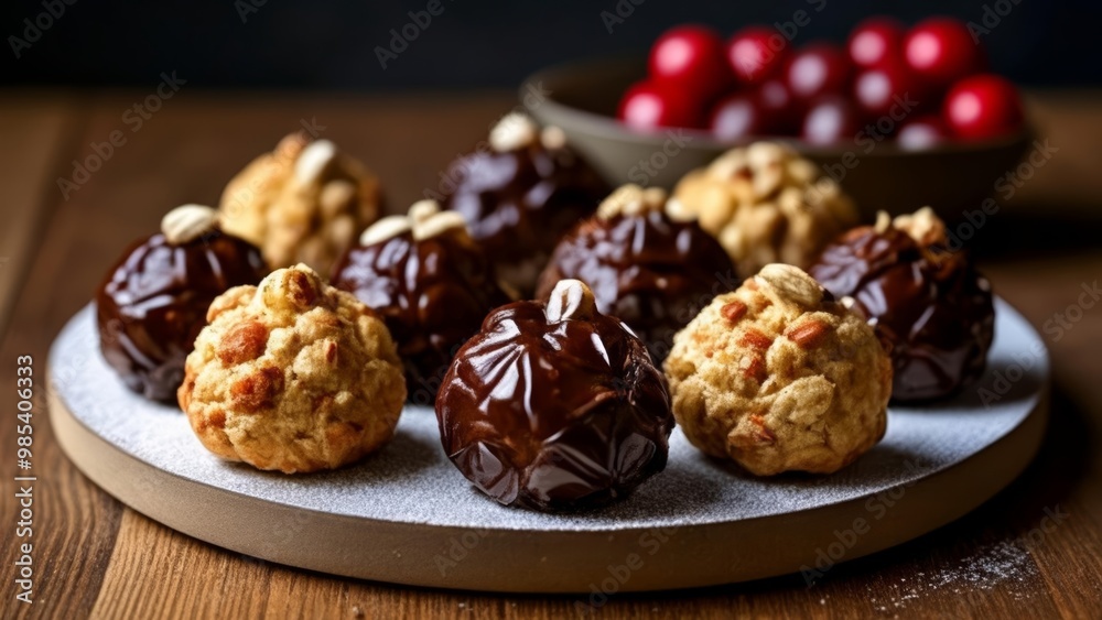 Delicious chocolatecovered truffles ready to be savored Delicious chocolatecovered truffles ready to be savored