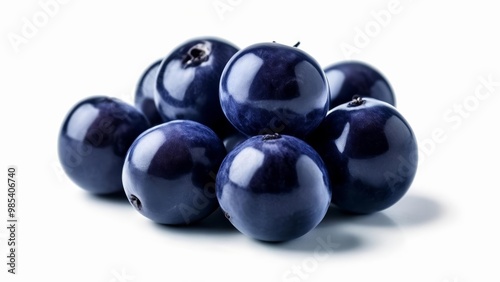  A cluster of fresh glossy blueberries