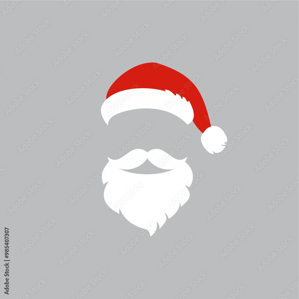 Christmas hat and white beard vector of Santa Claus, perfect for your face template or background design. Christmas hat and white beard vector of Santa Claus, perfect for your face template or background design.