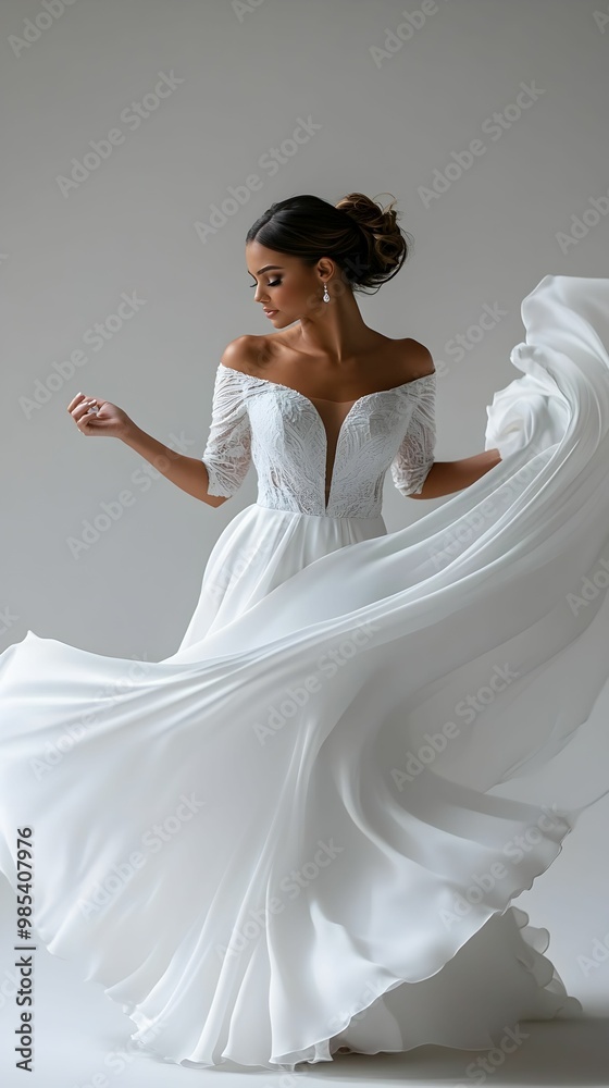 A woman in a white dress is posing for a photo A woman in a white dress is posing for a photo