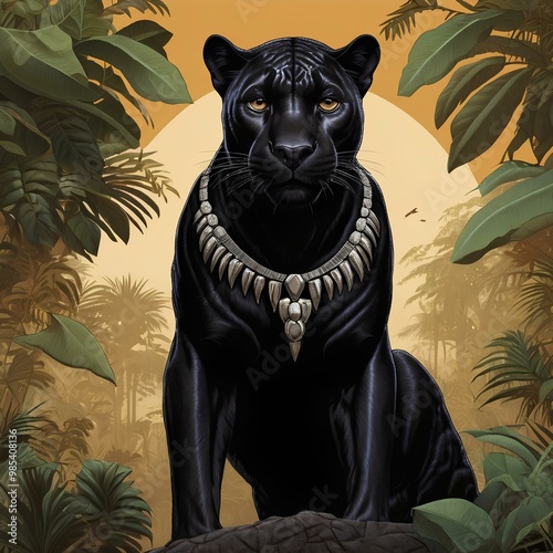 A highly detailed, majestic black panther