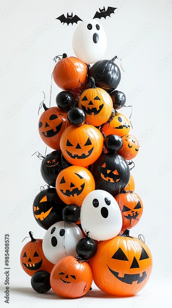 Obraz premium Leaning Tower of Halloween Themed Balloons and