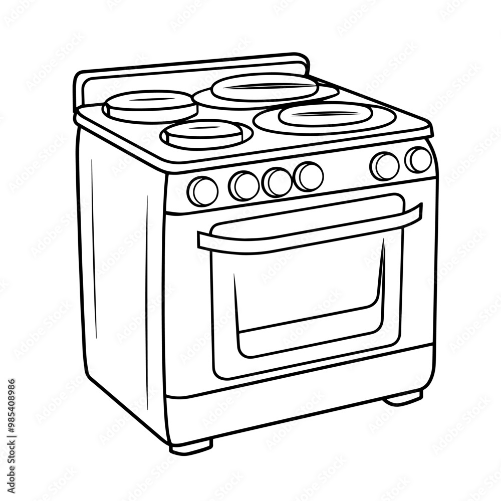 ector outline of a modern stove icon.
