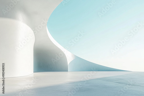 Abstract 3D rendering minimalist style architectural space scene