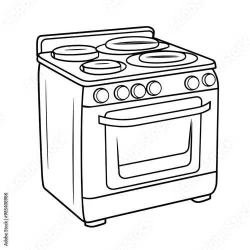 ector outline of a modern stove icon.