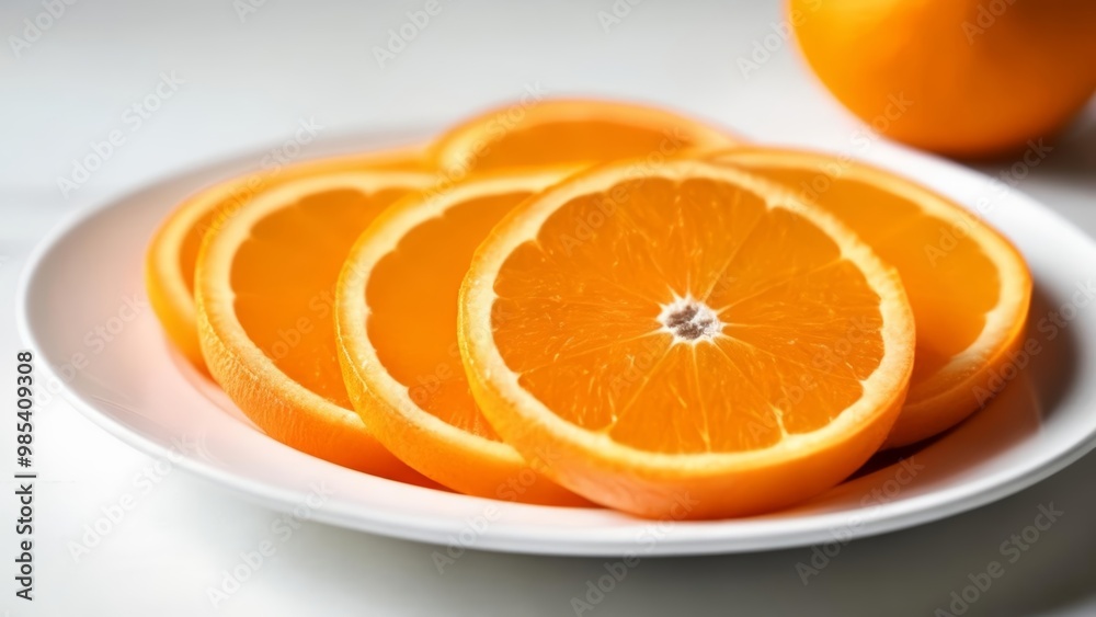 Freshly sliced oranges on a plate ready to enjoy Freshly sliced oranges on a plate ready to enjoy