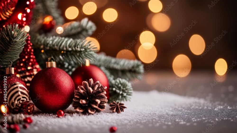 Obraz premium Warm holiday cheer with festive decorations