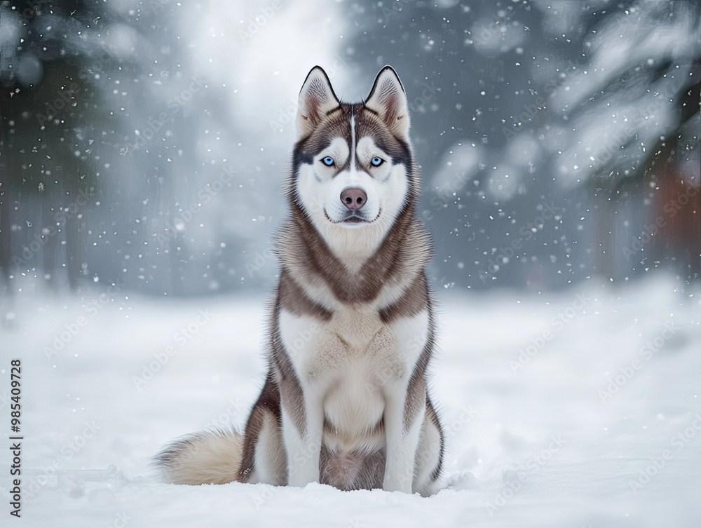 Majestic Siberian Husky Braving the Snowy Winter Wonderland Majestic Siberian Husky Braving the Snowy Winter Wonderland