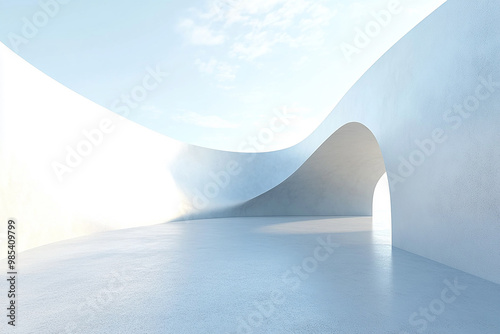 Abstract 3D rendering minimalist style architectural space scene