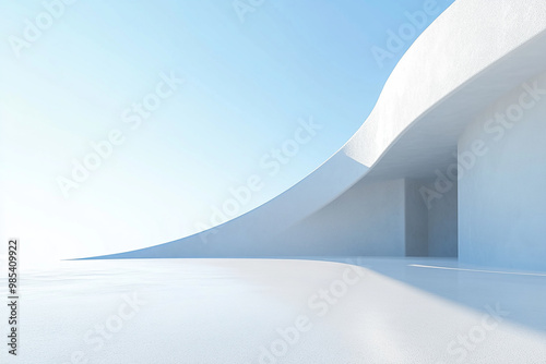 Abstract 3D rendering minimalist style architectural space scene