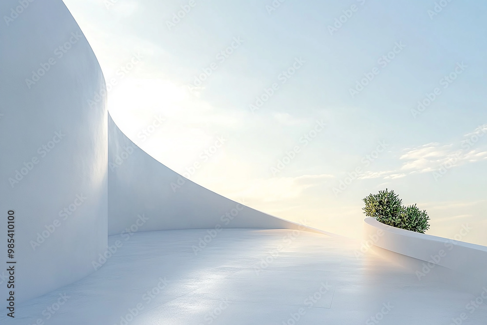 Abstract 3D rendering minimalist style architectural space scene Abstract 3D rendering minimalist style architectural space scene