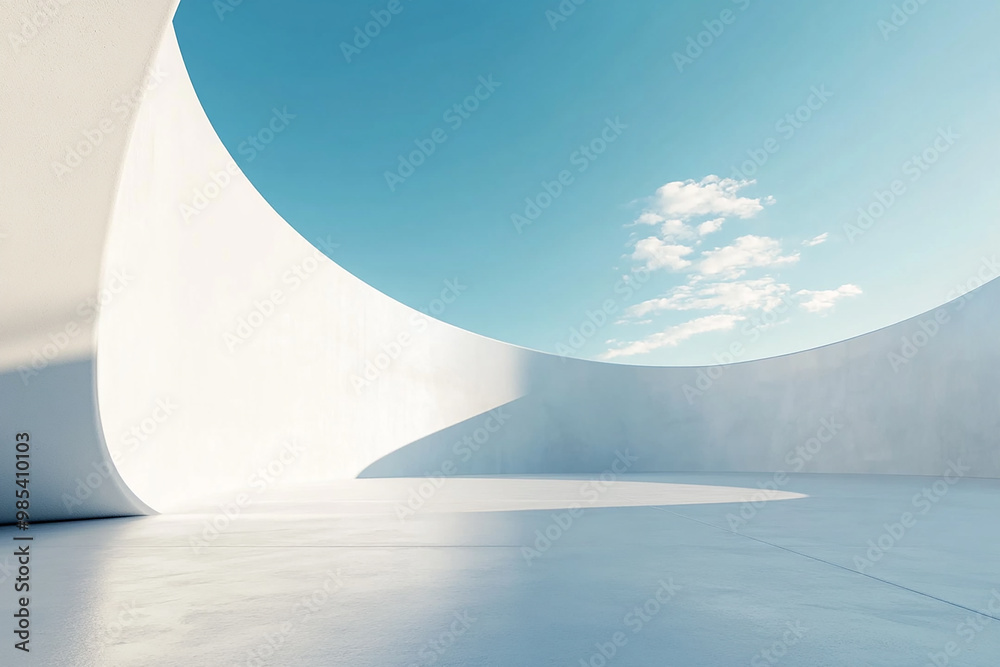 Abstract 3D rendering minimalist style architectural space scene Abstract 3D rendering minimalist style architectural space scene