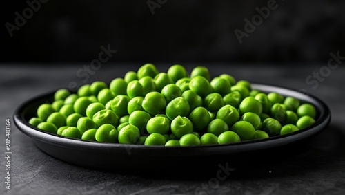  Fresh and vibrant green peas in a bowl