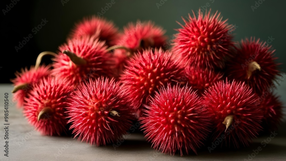Vibrant red rambutan fruit closeup Vibrant red rambutan fruit closeup
