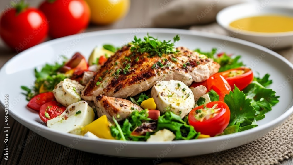 Deliciously grilled fish with a vibrant salad ready to be savored Deliciously grilled fish with a vibrant salad ready to be savored