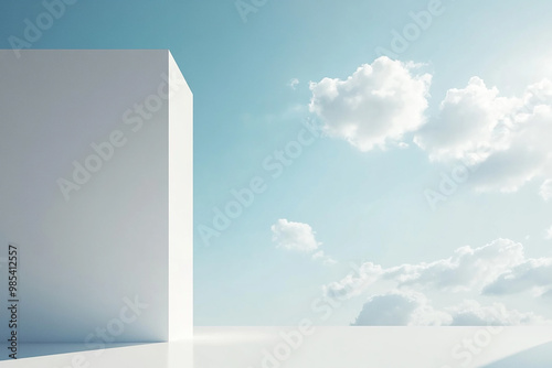 Abstract 3D rendering minimalist style architectural space scene