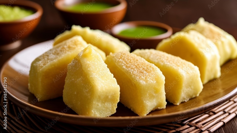 Delicious dessert with a twist served with a refreshing green sauce Delicious dessert with a twist served with a refreshing green sauce