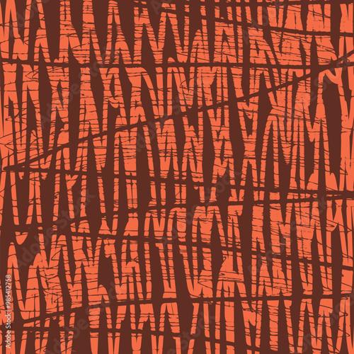 Abstract pattern with intersecting lines and textures in warm tones.