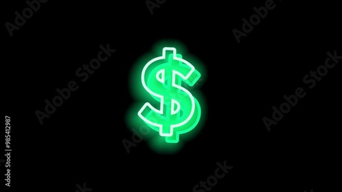 dollar sign on black background neon style
