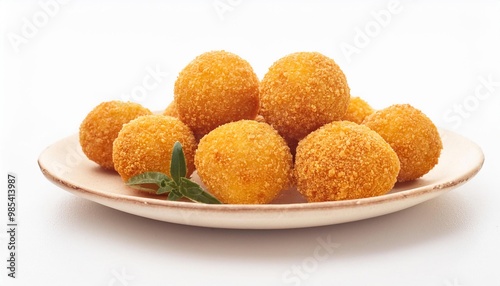 Spanish Food, Albondigas on white background isolated.